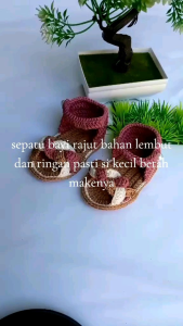 sendal bayi perempuan rajut baru ringan lembut nyaman di pakai