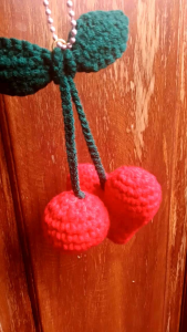 Bag Charm Cherry Heart Ballchain Korean Style