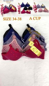 ￼[909] A Cup Cotton Non-Wired Pattern Love Full Cup Bra / Baju Dalam Wanita 34/75 ~ 38/85