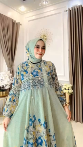 Setelan nisrina - full ceruty armany babydoll kancing aktif Ld 110 lipi 60 - 100 pnjang celana 100