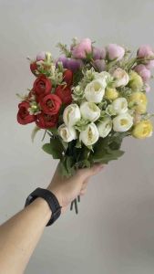[6 Cabang] Ranunculus Rose Pentol Peony Artificial Flower Bunga Palsu Premium