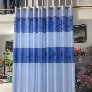 [SALE SỐC] Rèm đẹp Rèm cửa chính Rèm cửa sổ Rèm ngăn phòngRèm thổ cẩm chiếc lá màu xanh và màu ghi xám