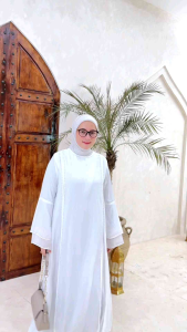 RAAINA SERIES PUTIH ABAYA PUTIH SIMPEL ELEGAN DAN MEWAH ABAYA TERBARU GAMIS LEBARAN ABAYA REMAJA WANITA DEWASA