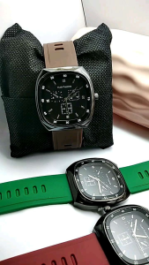 Hush Pupi Kotak Tali Rubber / Karet Jam Tangan (Pria-Wanita) Analog Jarum