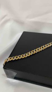 DiJe gelang titanium wanita lapis emas anti karat anti luntur motif sisik naga kombinasi silver gold