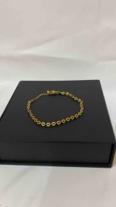 Dije gelang titanium wanita lapis emas anti karat anti luntur motif diamond gold