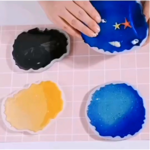 Cetakan Resin Coaster Epoxy bentuk Abstrak Gelombang Alas Tatakan Gelas Hiasan Dekorasi Bahan Silikon untuk Kerajinan Resin DIY