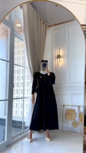Askia Midii Dress Knit Premium Gamis Polos Wanita Terbaru