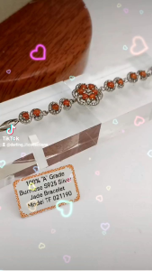 ❤️100% Authentic Brand New set "A" grade Burmese S925 sterling silver zirconia diamonds frame high translucency jadeite beads "HongFei 红翡" bracelet unique colour lustrous surfaces symbolise good luck abundant fortune waiting prosperity exquisite elegant