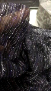 vải voan lưới dập ly nhũ kim tuyến_( khổ 1m5) màu xanh đen mềm mỏng nhẹ may đầm váy áo thiết kế phối kiểu thời trang