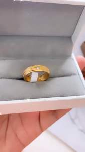 Cincin Titanium Ukir Pasir Bermata Bergaris CXA38