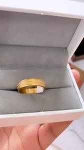 Cincin Titanium Lapis Ukir Pasir Garis Dua CXA76