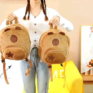 Capybara plush backpack funny bag fashionable shoulder schoolbag cartoon stuffed backpack bag