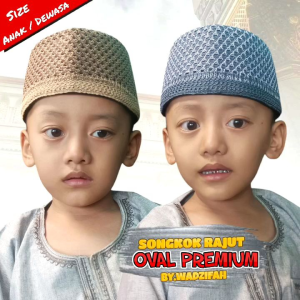 Peci Songkok Wadzifah Oval Super Premium Size Anak dan Dewasa / Kopiah Rajut Spon Berkualitas