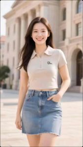 Áo thun cổ bẻ khóa kéo logo đá lấp lánh . Freesize : 35-60kg .