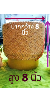 กระติ๊บข้าวเหนียว สานด้วยหวาย 2 ชั้น สูง8 นิ้วกว้าง 8 นิ้ว