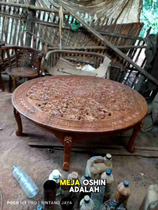 Round Table 150 cm Jumbo Lesehan Ukir Jepang Oshin Murah Terbaru