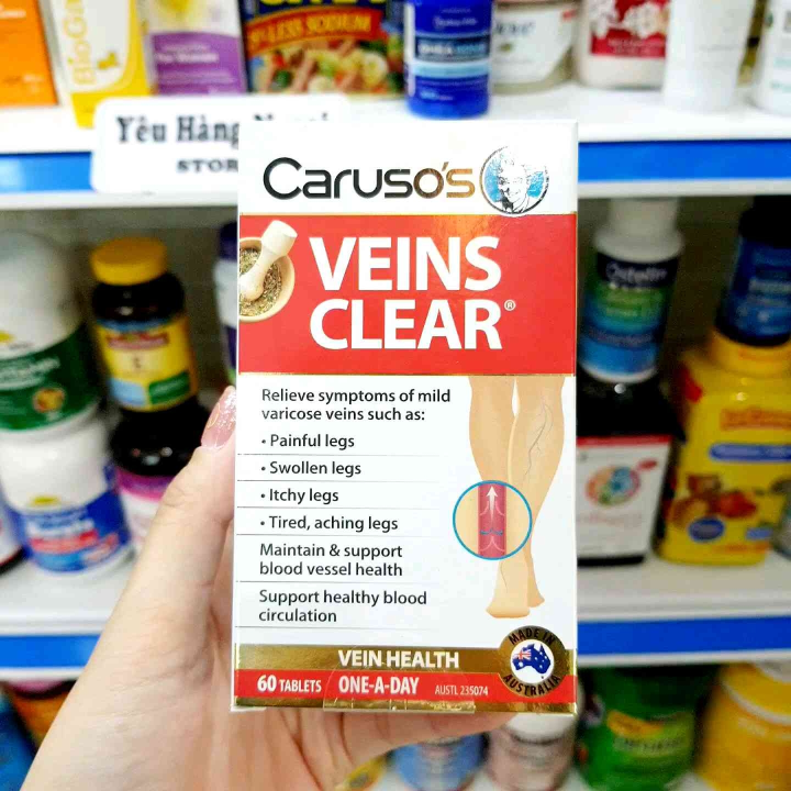 Viên uống hỗ trợ suy giãn tĩnh mạch Caruso’s Veins Clear 60 viên của Úc ...