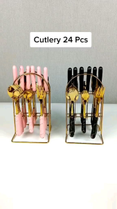 Sendok Sultan Set / Cutlery Set 24 Pcs / Sendok Gold / Cutlery Set / Stainless Steel / Sendok Set Marble