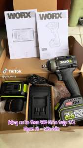 Máy siết bulong WORX 400N WE272 (Full hộp 1Máy-2Pin 4.0A- 1Sạc)Phụ kiện tặng kèm