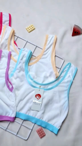 Miniset Anak Dasar Putih Bahan Lembut BB 30-50kg Bra Mini Set Remaja Cewek