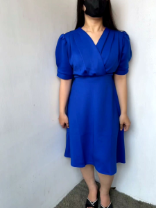 Gaun Scuba Premium A-Line & Vneck: Elegan untuk Pesta, Kantor & Trendy