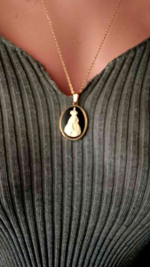 Mother Mary Religious Cameo Stainless Gold Plated USA Pendant Jewelry Necklace