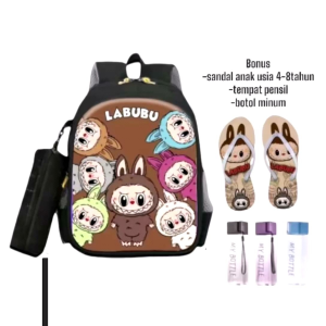 \"NIQABIS\" Tas Ransel 4in1 Labubu Viral Ransel Sekolah Anak Perempuan PAUD TK SD
