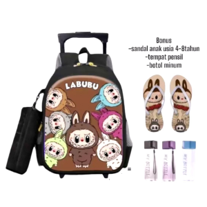 "NIQABIS"Tas Ransel Troli 4in1 Labubu Viral Ransel Sekolah Anak Paud TK SD