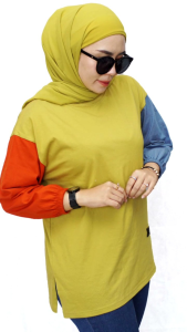 [NEW PRODUK] ATASAN WANITA MODEL OVERSIZE KOMBINASI 3 WARNA TANGAN KERUT /DINARRY/XVLORE