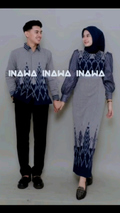 READY STOK - baju couple - tenun couple pasangan - gamis tenun - dress couple terbaru lebaran