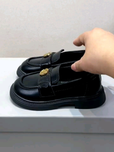 Giày Búp Bê Bé Gái Đính Tag Hoa Hồng Vàng Siêu Xinh Phong Cách Vintage Giày Bệt Bé Gái Da Pu Siêu Mềm Hài Bé Gái