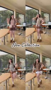 สินค้าราคาพิเศษ เสื้อเชิ้ตคอปกแขนพอง ซิปหน้าเชือกผูกเอว ลายสก๊อต ทรงใหม่ล่าสุด ผ้าคอตตอน