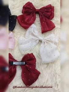 JEPIT RAMBUT PITA DOUBLE IMPORT / JEPIT RAMBUT PERMATA PITA PREMIUM / RIBBON HAIR CLIP / JPS5736
