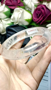 (Certificate) Clear Quartz White Quartz Crystal Bangle 61mm +- (附证书)天然白水晶手镯天然无优化超冰透 61mm+-