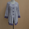 Atasan kebaya wanita ungu muda pastel lilac L cewek MEWAH lengan panjang kancing model cheongsam. 