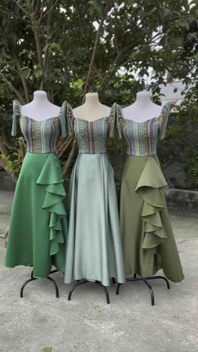 Modern Filipiniana Forest Top with Raffles and Pleated Skirt Formal  Filipiniana Set Scoop Neck Ethnic Blouse Casual Filipiniana Clothing -  Lazada | Lazada PH
