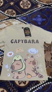 KFS 115 Baju Kaos Capybara Anak Laki-laki Perempuan Katun Lembut Fashion Harian Santai