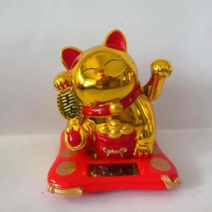 Wave Hand Cat Maneki Neko Lucky Cat Solar Waving Cats With Wealth Pot Good Luck For Car Decorations