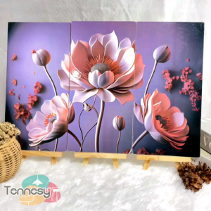 TENNESY Hiasan Dinding Bunga 3D Flower 15x30cm Dekorasi Dinding Kamar Tidur Pajangan Kayu Rumah