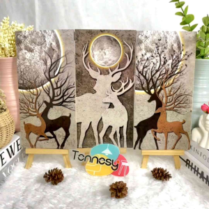 TENNESY Hiasan Dinding Abstract Rusa Aestetic 15x30CM Dekorasi Pajangan Kayu Dekorasi Kamar Rumah