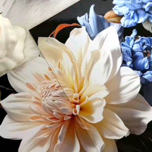 TENNESY Hiasan Dinding Set Bunga 3D biru vase flowers 3 Panel Besar Dekorasi Dinding Kamar Tidur Pajangan Kayu Poster Dekorasi Rumah