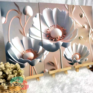 TENNESY Hiasan Dinding Bunga Putih 3D Flower 15x30cm Dekorasi Dinding Kamar Tidur Pajangan Rumah