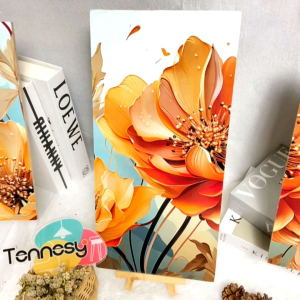 TENNESY Hiasan Dinding Set Bunga 3D 3 Panel Besar Dekorasi Dinding Kamar Tidur Pajangan Kayu Rumah