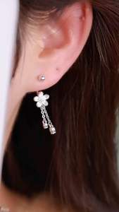 (Bebas beli 2 dapat bonus) COD A237 Anting kupu juntai Warna sliver mewat titanium wanita Korea