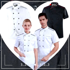 Baju Koki Lengan Pendek Seragam Chef Drill Premium IBR2