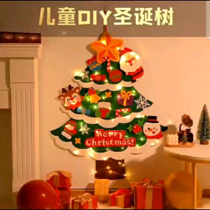🎄Ready stock🎄2024 New Felt Xmas tree/DIY Christmas decoration/kids DIY wall sticker/gift for children新款毛毡圣诞树