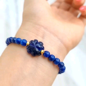 Q679 Vòng Kyanite 5li Mix Cỏ 4 Lá Lapiss Charm Bi Phay V10K Thủy và Mộc - Phong Thuỷ TUDO P