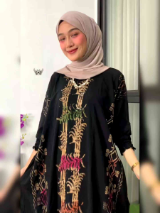 Kaftan batik Multicolour Candi mekar premium ld 160cm super jumbo gamis big size terbaru