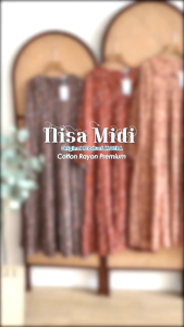 LONMA MIDI DRESS BY MOELA / GAMIS MOTIF BUNGA PINGGANG TALI SERUT / MAXY LENGAN SEMI BALON BAHAN PREMIUM COTTON RAYON HQ